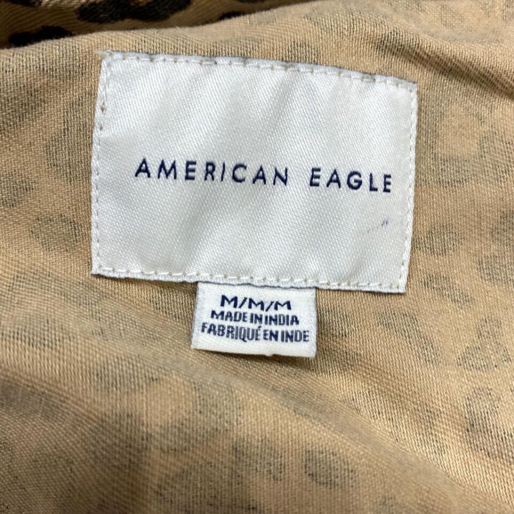 American Eagle Button Up Front Tan Leopard Print … - image 4